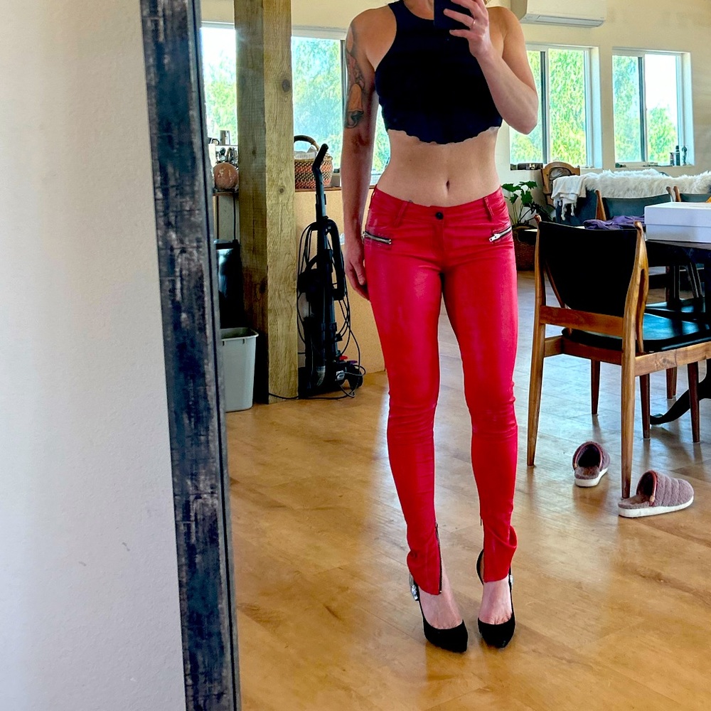 RTA red leather pants never worn size 24